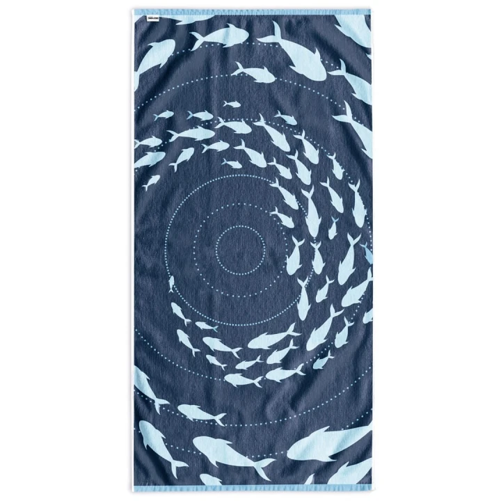 Ręcznik SHOAL kolor błękitny przód welur, tył frotte 90x180 decoking