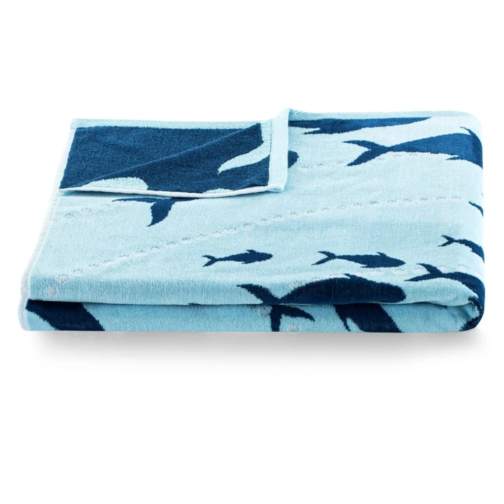 Ręcznik SHOAL kolor błękitny przód welur, tył frotte 90x180 decoking