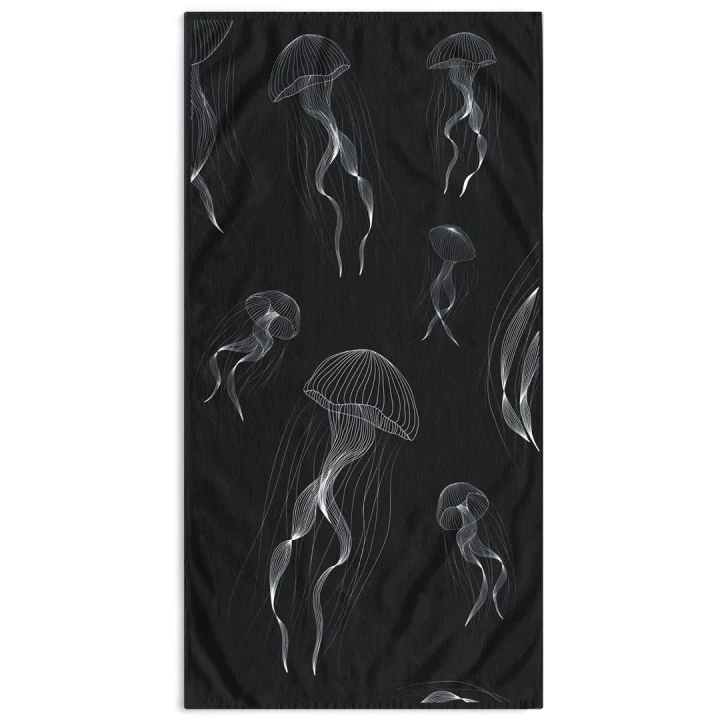 Ręcznik JELLYFISH kolor granatowy przód welur, tył frotte 90x180 decoking