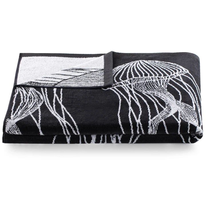 Ręcznik JELLYFISH kolor granatowy przód welur, tył frotte 90x180 decoking