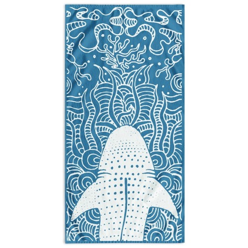 Ręcznik SHARK kolor niebieski przód welur, tył frotte 90x180 decoking