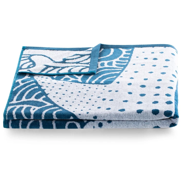 Ręcznik SHARK kolor niebieski przód welur, tył frotte 90x180 decoking