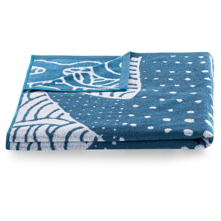 Ręcznik SHARK kolor niebieski przód welur, tył frotte 90x180 decoking