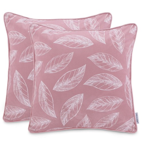 Poszewka dekoracyjna CALM kolor różowy drukowany motyw roślinny styl klasyczny velvet 45x45 ameliahome