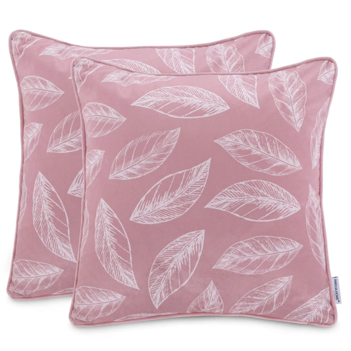 Poszewka dekoracyjna CALM kolor różowy drukowany motyw roślinny styl klasyczny velvet 45x45 ameliahome