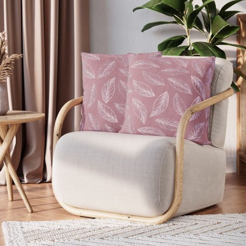 Poszewka dekoracyjna CALM kolor różowy drukowany motyw roślinny styl klasyczny velvet 45x45 ameliahome