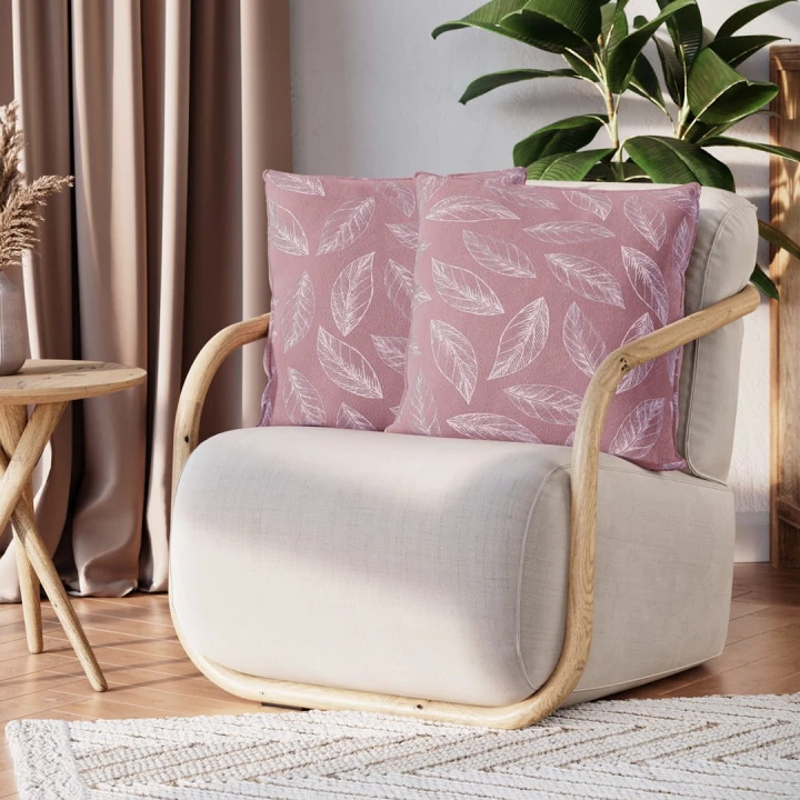 Poszewka dekoracyjna CALM kolor różowy drukowany motyw roślinny styl klasyczny velvet 45x45 ameliahome