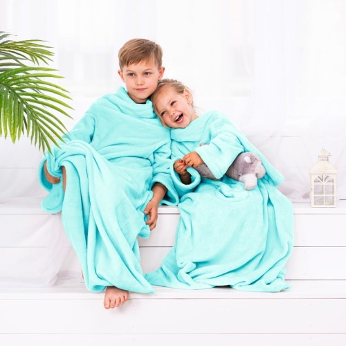 Koc Lazykids Turkusowy Gładki Klasyczny 90x105 DecoKing