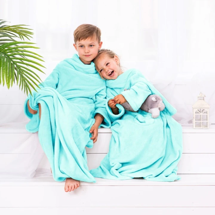 Koc Lazykids Turkusowy Gładki Klasyczny 90x105 DecoKing
