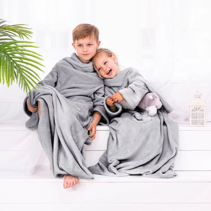 Koc Lazykids Szary Gładki Klasyczny 90x105 DecoKing