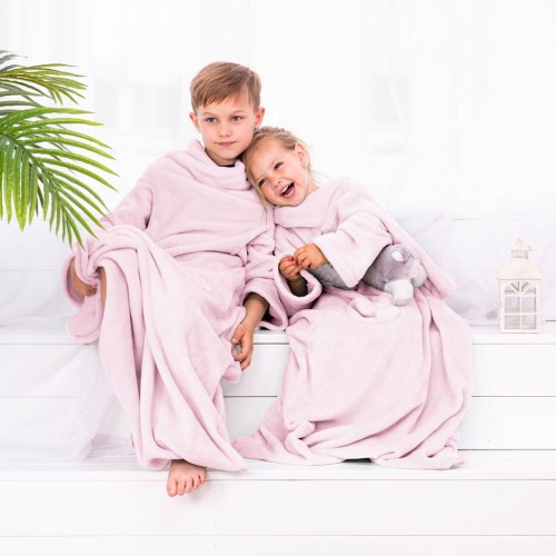 Koc Lazykids Pudrowy róż Gładki Klasyczny 90x105 DecoKing