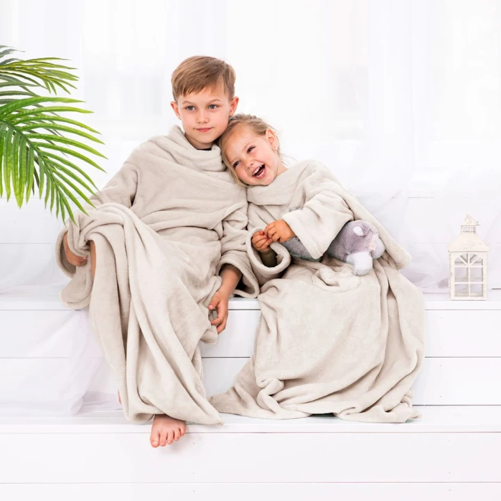 Koc Lazykids Kremowy Gładki Klasyczny 90x105 DecoKing