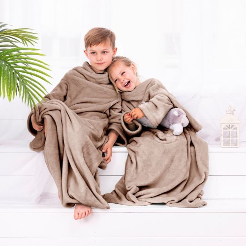 Koc Lazykids Beżowy Gładki Klasyczny 90x105 DecoKing