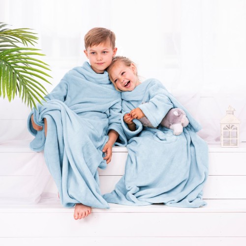 Koc Lazykids Błękitny Gładki Klasyczny 90x105 DecoKing