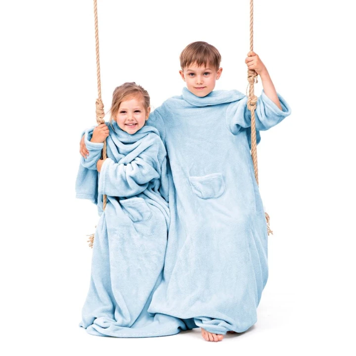 Koc Lazykids Błękitny Gładki Klasyczny 90x105 DecoKing