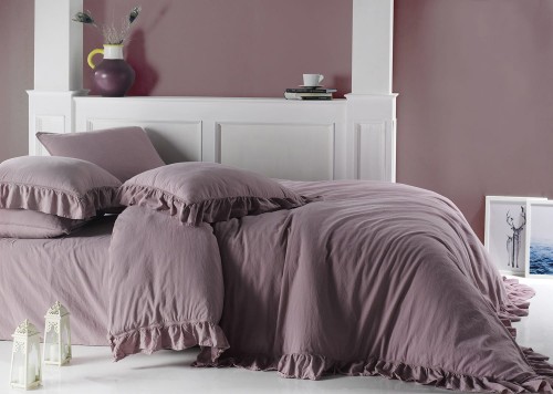 Pościel bawełniana blady róż 220X200 STONEWASHED
