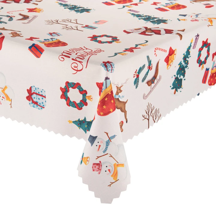 Obrus świąteczny bałwanki jelonki mikołaje