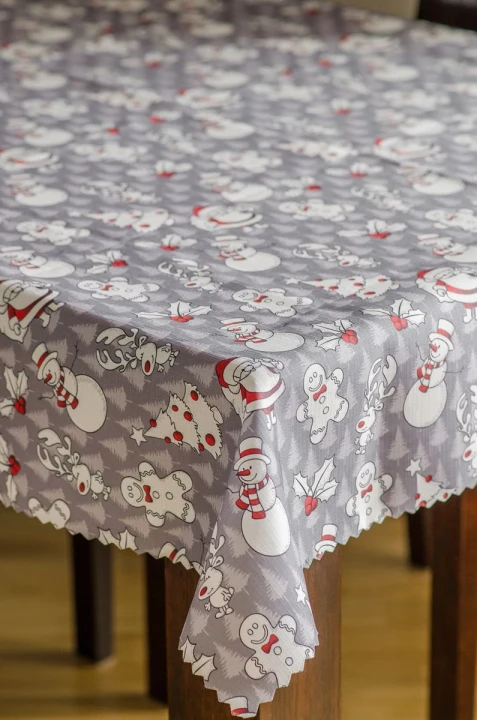 Obrus plamoodporny świąteczny Boże Narodzenie w bałwanki 200x120