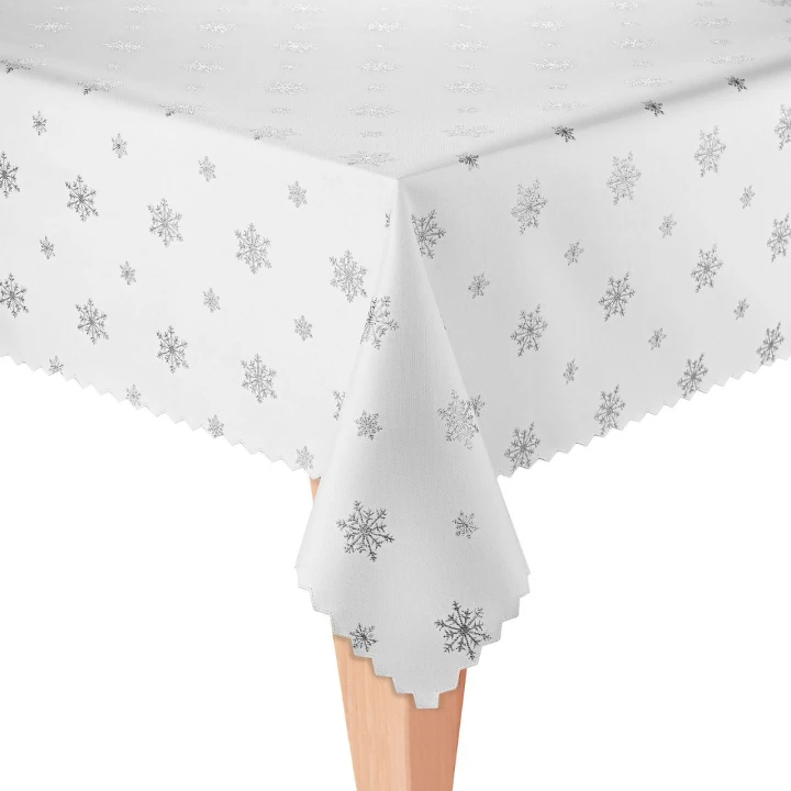 Obrus świąteczny Boże Narodzenie srebrne śnieżki 300x160