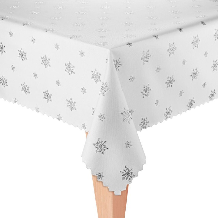Obrus świąteczny Boże Narodzenie srebrne śnieżki 320x140