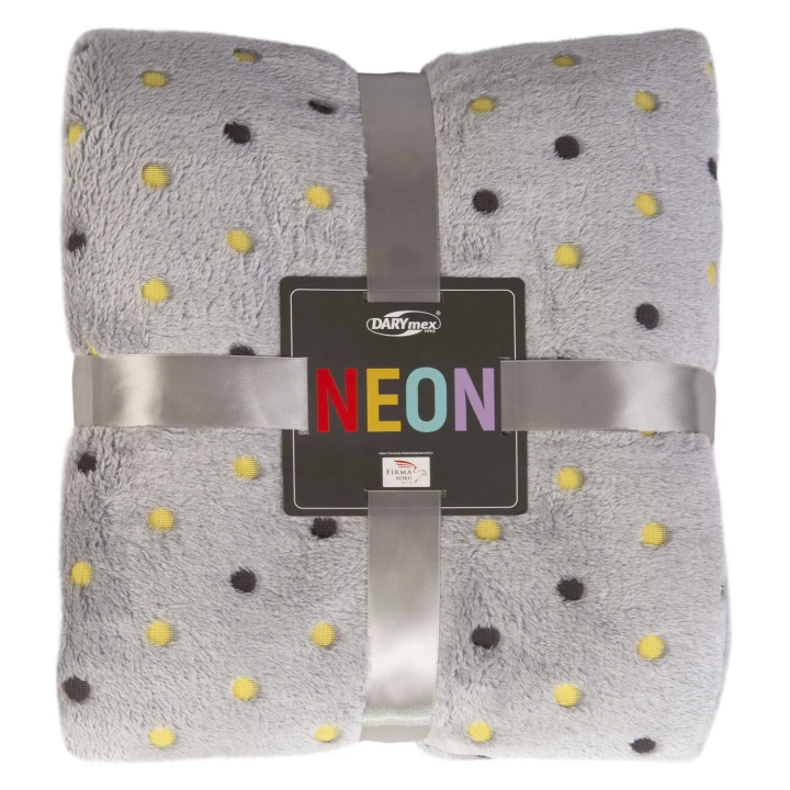 Koc NEON popiel w grochy 150x200