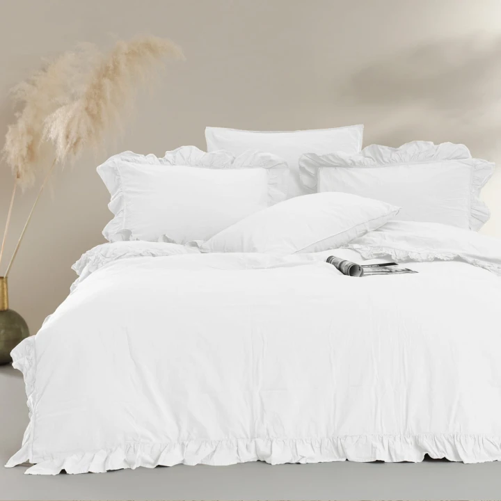 Pościel bawełniana OPTIC WHITE 220X200 STONEWASHED