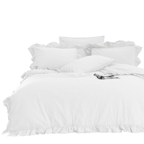 Pościel bawełniana OPTIC WHITE 220X200 STONEWASHED