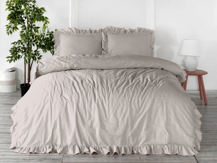 Pościel bawełniana NATURAL CREAM 220X200 STONEWASHED