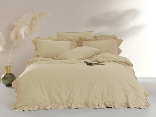 Pościel bawełniana AKDENIZ CREAM 220X200 STONEWASHED