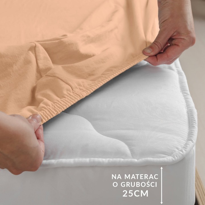 Prześcieradło jersey elastan z gumką różowe 160x200x30