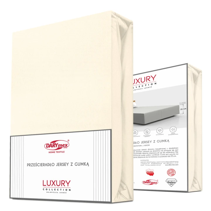 Prześcieradło jersey elastan z gumką ecru 180x200x30