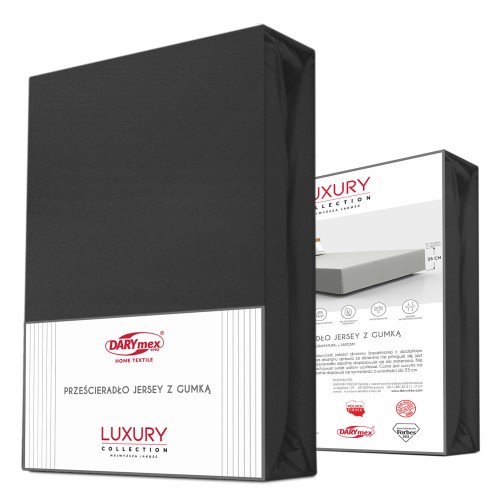 Prześcieradło jersey elastan z gumką czarne 180x200x30