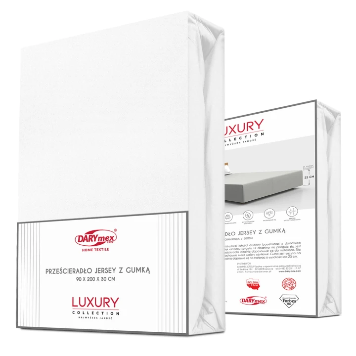 Prześcieradło jersey elastan z gumką białe 220x200x30