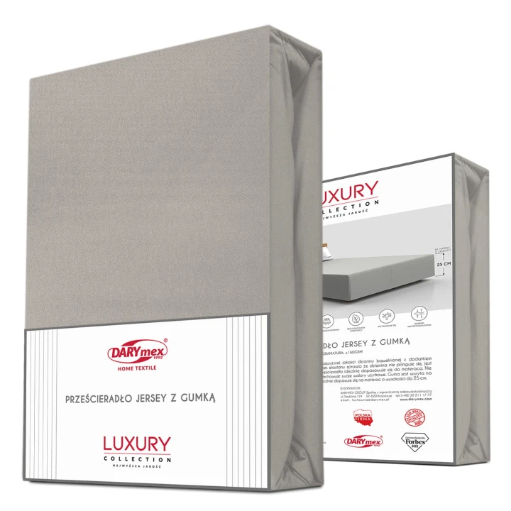 Prześcieradło jersey elastan z gumką szare 220x200x30