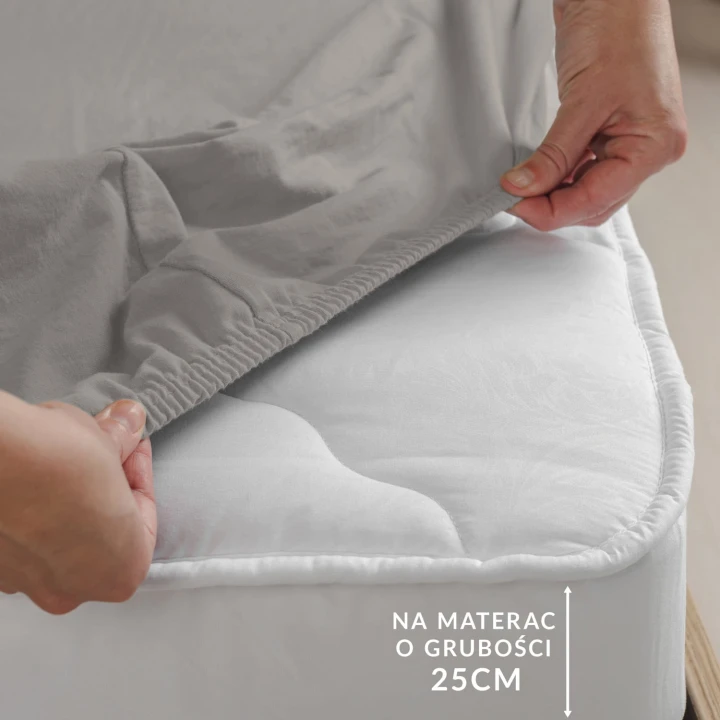 Prześcieradło jersey elastan z gumką szare 220x200x30