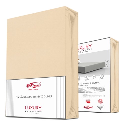 Prześcieradło jersey elastan z gumką kolor piaskowy 220x200x30