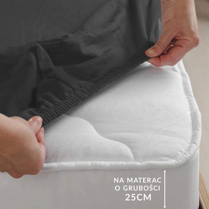 Prześcieradło jersey elastan z gumką czarne 220x200x30