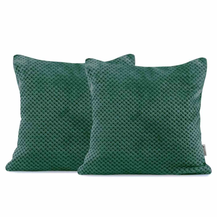 Poszewka dekoracyjna HENRY kolor butelkowa zieleń tłoczony żakardowo motyw geometryczny 2szt. 45x45 decoking