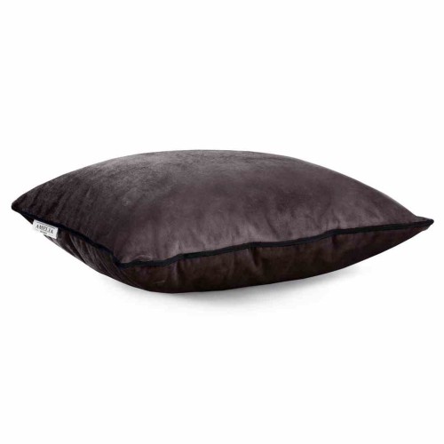 Poszewka dekoracyjna Velvet w kolorze brązowym z lamówką 45x45 cm, styl glamour, AmeliaHome