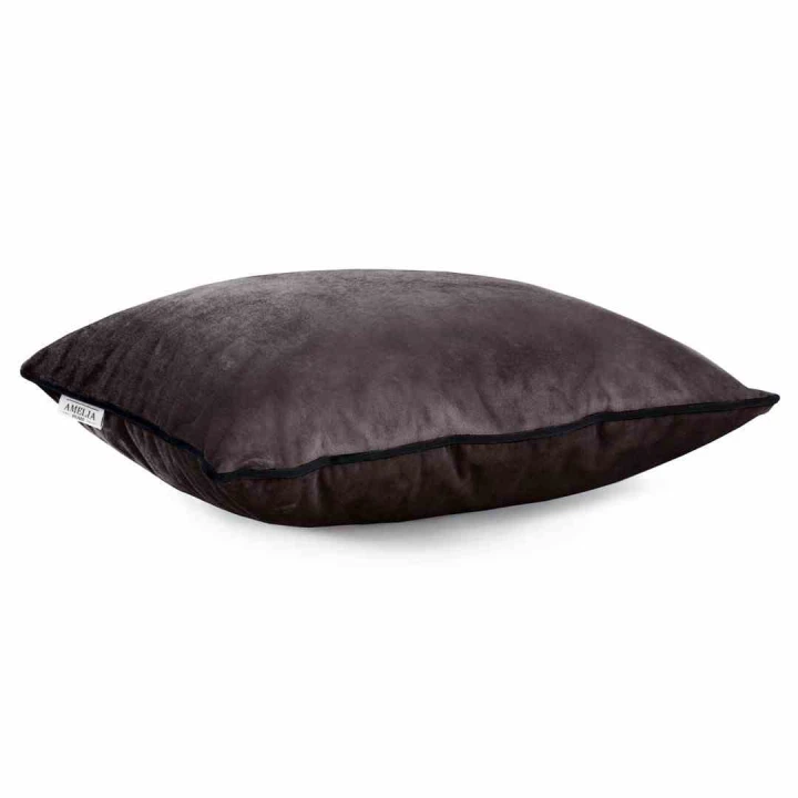 Poszewka dekoracyjna Velvet w kolorze brązowym z lamówką 45x45 cm, styl glamour, AmeliaHome