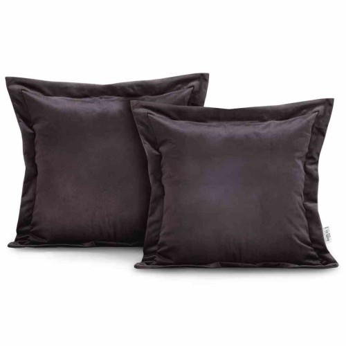 Poszewka dekoracyjna VELVET brązowa 45x45 cm - styl glamour, dwustronna, AmeliaHome