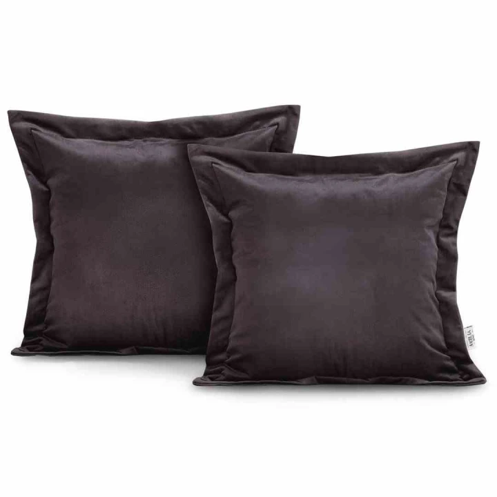 Poszewka dekoracyjna VELVET brązowa 45x45 cm - styl glamour, dwustronna, AmeliaHome
