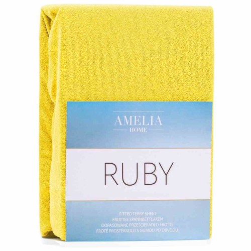 Prześcieradło Frotte RUBY w Kolorze Żółtym 140-160x200 cm - Klasyczny Styl, AmeliaHome