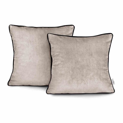 Poszewka dekoracyjna VELVET beżowa z lamówką 45x45 cm - styl glamour, 2 szt. AmeliaHome