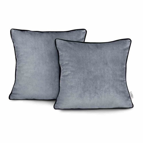 Poszewka dekoracyjna VELVET 45x45 cm grafitowa z lamówką, styl glamour, AmeliaHome