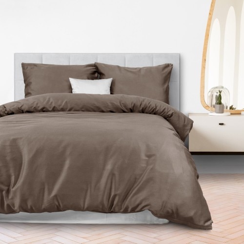 Pościel bawełniana SATYNLOVE CLASSIC SEPIA 180x200 cm z zamkiem błyskawicznym