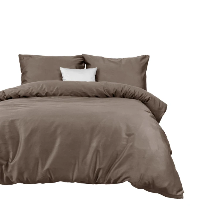 Pościel bawełniana SATYNLOVE CLASSIC SEPIA 180x200 cm z zamkiem błyskawicznym