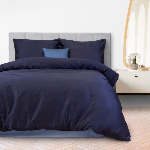 Pościel bawełniana SATYNLOVE CLASSIC w kolorze ciemnym granacie 140x200 cm + 1 poszewka 70x80 cm