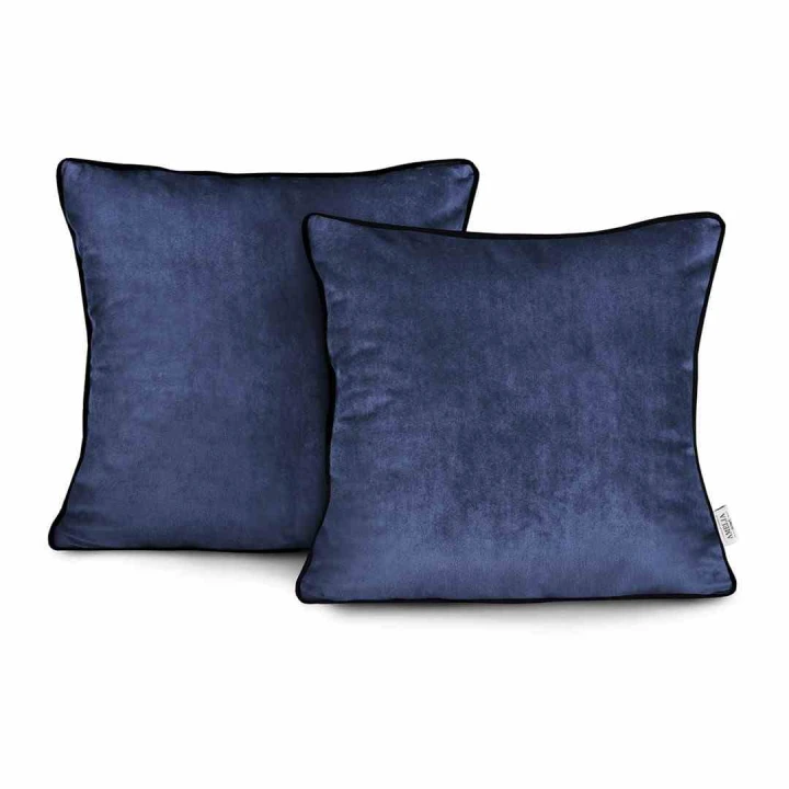 Dekoracyjna poszewka na poduszkę VELVET kolor indygo 45x45 cm, 2szt.