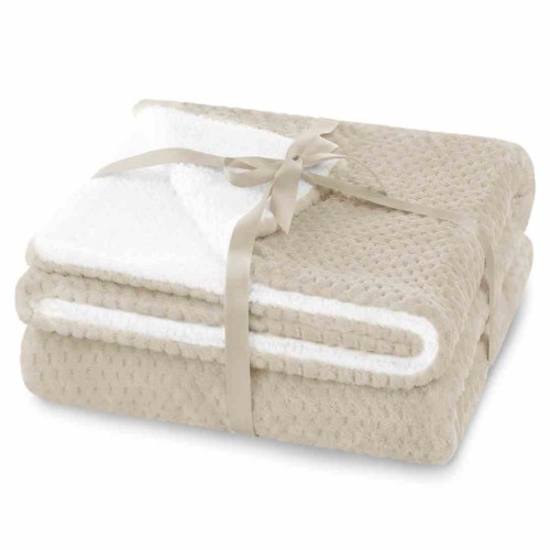Koc Shleepy Beżowy Tłoczony żakardowo Nowoczesny 130x180 AmeliaHome